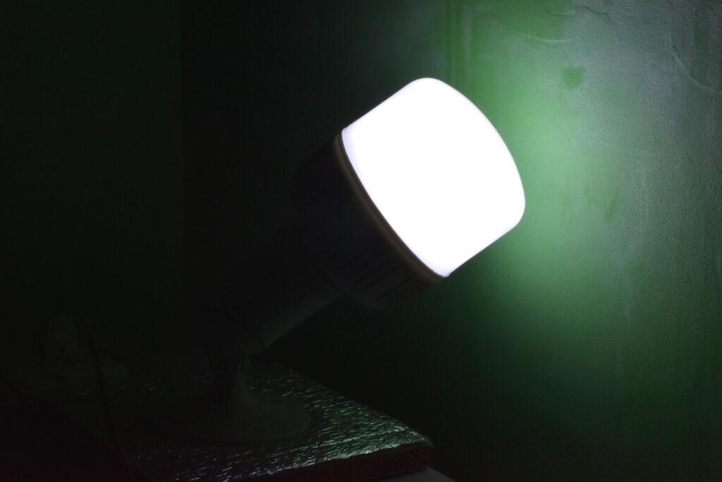 Light bulb in green room