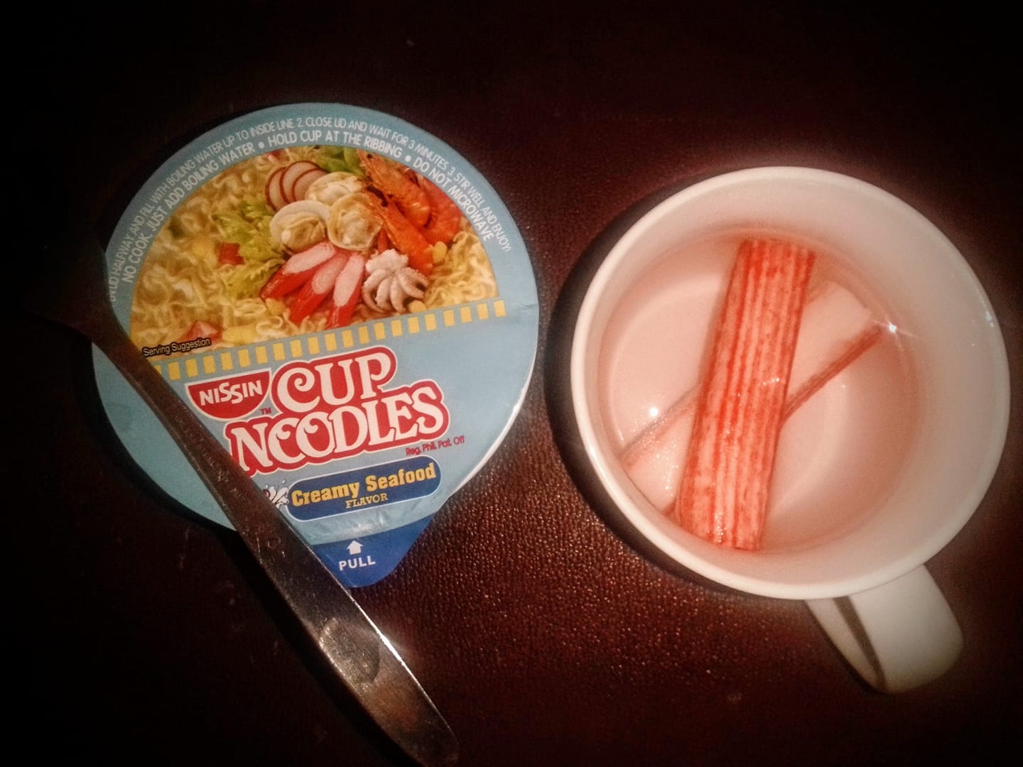 Nissin Cup noodles with crab sticks