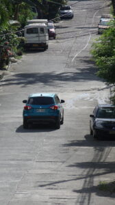 Villagrande drive with a blue car